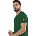 Female Classic Crew T-Shirt | Women's Regular Fit | 180 GSM Bio-Washed Cotton | Double Stitched, Pre-Shrunk | Personalized | DTG | Typographic | Friendship | Companionship | Everyday | Positive - left sleeve - Bottle Green - mockup 5
