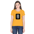 Women's Classic Crew T-Shirt | Regular Fit | 180 GSM Bio-Washed Cotton | DTF Print Ready | Double Stitched, Pre-Shrunk | Personalized | DTF | Typographic | Friendship | Companionship | Everyday | Positive - front - Golden Yellow - mockup 1