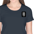 Women's Classic Crew T-Shirt | Regular Fit | 180 GSM Bio-Washed Cotton | DTF Print Ready | Double Stitched, Pre-Shrunk | Personalized | DTF | Typographic | Friendship | Companionship | Everyday | Positive - left pocket - Navy Blue - mockup 3