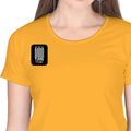 Women's Classic Crew T-Shirt | Regular Fit | 180 GSM Bio-Washed Cotton | DTF Print Ready | Double Stitched, Pre-Shrunk | Personalized | DTF | Typographic | Friendship | Companionship | Everyday | Positive - right pocket - Golden Yellow - mockup 4