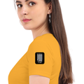 Women's Classic Crew T-Shirt | Regular Fit | 180 GSM Bio-Washed Cotton | DTF Print Ready | Double Stitched, Pre-Shrunk | Personalized | DTF | Typographic | Friendship | Companionship | Everyday | Positive - left sleeve - Golden Yellow - mockup 5