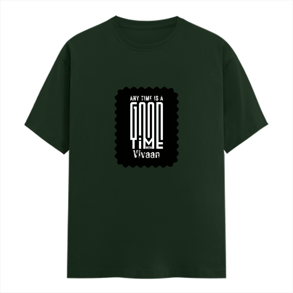 Men's Classic Crew T-Shirt | Regular Fit | 180 GSM Bio-Washed Cotton | DTF Print Ready | Pre-Shrunk, Durable | Personalized | DTF | Typographic | Friendship | Companionship | Everyday | Positive - front - Bottle Green - mockup 1