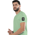 Men's Classic Crew T-Shirt | Regular Fit | 180 GSM Bio-Washed Cotton | DTF Print Ready | Pre-Shrunk, Durable | Personalized | DTF | Typographic | Friendship | Companionship | Everyday | Positive - left sleeve - Jade - mockup 5