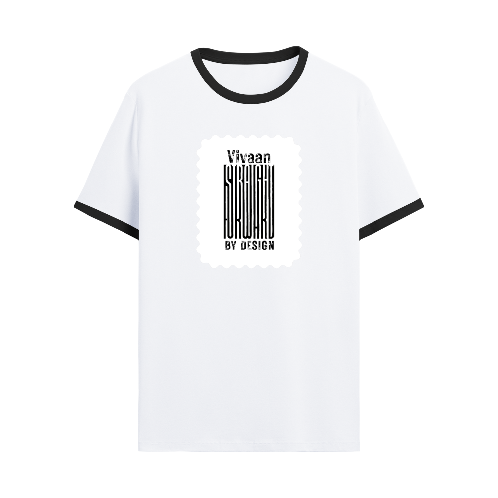 Ringer T-shirt | Unisex | DTG Print | Contrast Trim | Men's, Women's | Personalized | DTG | Typographic | Design | Everyday | Confident - front - Black White - mockup 1