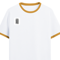 Ringer T-shirt | Unisex | DTG Print | Contrast Trim | Men's, Women's | Personalized | DTG | Typographic | Design | Everyday | Confident - right pocket - Mustard yellow off white - mockup 4