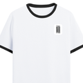 Ringer T-shirt | Unisex Regular Fit | 100% Cotton DTF/DTG | Contrast Rib Neck Bio Washed Pre-Shrunk | Adults | Personalized | DTF | Typographic | Design | Everyday | Confident - left pocket - Black White - mockup 3
