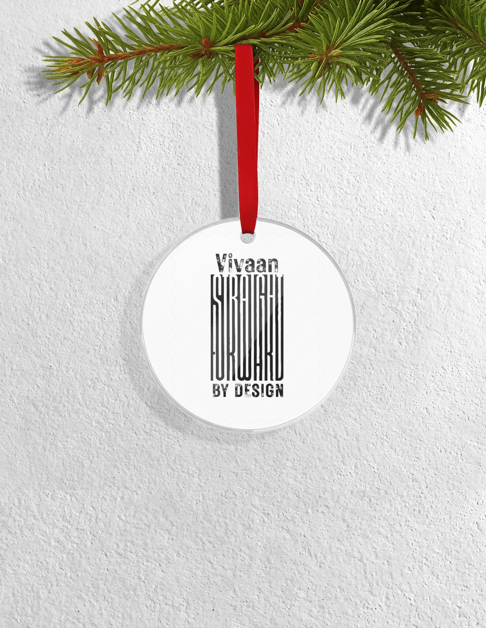 Christmas Ornaments | 3x3-inch | Acrylic UV Printed | Lightweight, Waterproof, Fade-Proof, Satin Ribbon | Unisex Adult | Personalized | Typographic | Design | Everyday | Confident - front_Circle - Circle - mockup 1