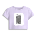 Female Baby Tee | Cropped Fit, Gen Z | 95% Cotton 5% Spandex, DTG | Stretchable, Breathable, Pre-Shrunk | Women | Personalized | DTG | Typographic | Design | Everyday | Confident - front - Lavender - mockup 1