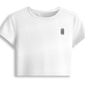 Female Baby Tee | Cropped Fit, Gen Z | 95% Cotton 5% Spandex, DTG | Stretchable, Breathable, Pre-Shrunk | Women | Personalized | DTG | Typographic | Design | Everyday | Confident - left pocket - White - mockup 3