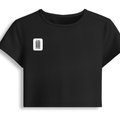 Female Baby Tee | Cropped Fit, Gen Z | 95% Cotton 5% Spandex, DTG | Stretchable, Breathable, Pre-Shrunk | Women | Personalized | DTG | Typographic | Design | Everyday | Confident - right pocket - Black - mockup 4