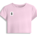 Female Baby Tee | Cropped Fit, Gen Z | 95% Cotton 5% Spandex, DTG | Stretchable, Breathable, Pre-Shrunk | Women | Personalized | DTG | Typographic | Design | Everyday | Confident - right pocket - Light Baby Pink - mockup 4