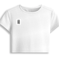 Female Baby Tee | Cropped Fit, Gen Z | 95% Cotton 5% Spandex, DTG | Stretchable, Breathable, Pre-Shrunk | Women | Personalized | DTG | Typographic | Design | Everyday | Confident - right pocket - White - mockup 4