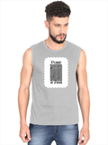 Men's Sleeveless T-Shirt | Regular Fit | 180 GSM Bio-Washed Cotton DTG | Pre-Shrunk, Double Stitched | For Gym & Casual Wear | Personalized | DTG | Typographic | Design | Everyday | Confident - front - Grey Melange - mockup 1