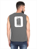 Men's Sleeveless T-Shirt | Regular Fit | 180 GSM Bio-Washed Cotton DTG | Pre-Shrunk, Double Stitched | For Gym & Casual Wear | Personalized | DTG | Typographic | Design | Everyday | Confident - back - Charcoal Melange - mockup 2