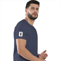 Basic T-Shirt | Unisex XS-2XL | Poly-Cotton Blend | Soft Finish & Durable | Everyday Wear | Personalized | DTG | Typographic | Design | Everyday | Confident - right sleeve - Navy Blue - mockup 6