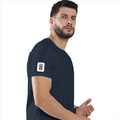 Basic T-Shirt | Unisex XS-2XL | Poly-Cotton Blend | Soft Finish & Durable | Everyday Wear | Personalized | DTG | Typographic | Design | Everyday | Confident - right sleeve - Navy melange - mockup 6
