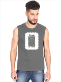Men's Sleeveless T-Shirt | Regular Fit | 180 GSM Bio-Washed Cotton | Pre-Shrunk, Double Stitched | Men | Personalized | DTF | Typographic | Design | Everyday | Confident - front - Charcoal Melange - mockup 1