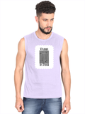 Men's Sleeveless T-Shirt | Regular Fit | 180 GSM Bio-Washed Cotton | Pre-Shrunk, Double Stitched | Men | Personalized | DTF | Typographic | Design | Everyday | Confident - front - Lavender - mockup 1