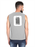 Men's Sleeveless T-Shirt | Regular Fit | 180 GSM Bio-Washed Cotton | Pre-Shrunk, Double Stitched | Men | Personalized | DTF | Typographic | Design | Everyday | Confident - back - Grey Melange - mockup 2