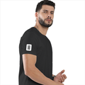 Basic T-Shirt | Unisex Fit, Sizes XS-2XL | 180 GSM Poly-Cotton Blend, DTF Ready | Bio-Wash, Silicon Finish, Durable Stitching | Adults | Personalized | DTF | Typographic | Design | Everyday | Confident - right sleeve - Black - mockup 6