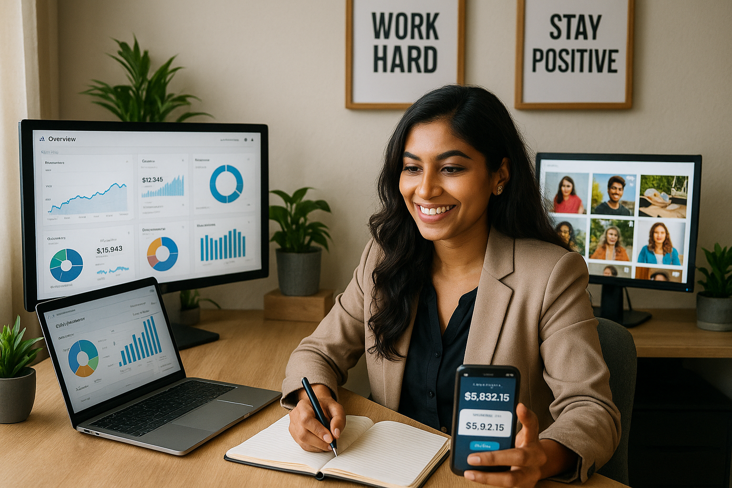 Successful affiliate marketer at work